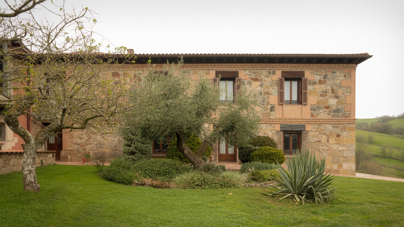 Casa de piedra tradicional en entorno rural de Cantabria